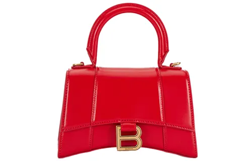 Balenciaga Hourglass Calfskin Handbag, Shoulder Bag Women's Red