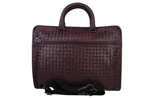 Bottega Veneta Bottega Veneta Luggage Collection Woven Calfskin Handbag Medium Men's Purple