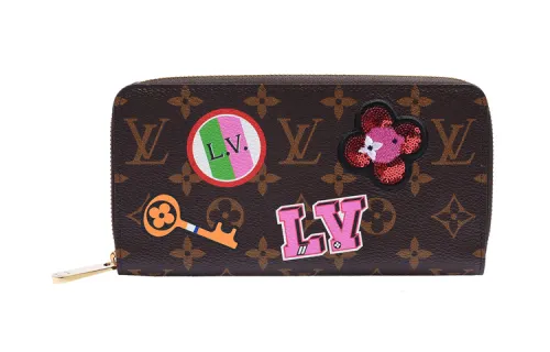 LOUIS VUITTON Zippy Wallet Monogram Patches Brown Multicolor