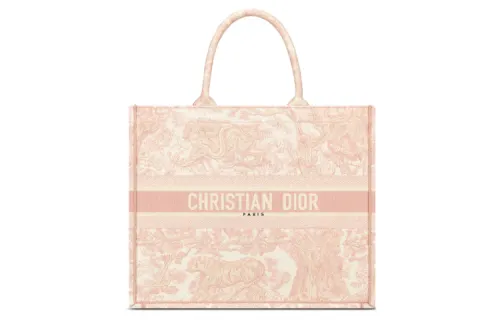 DIOR BookTote Fabric Handbag Large Women's Candy/Cherry Blossom Pink