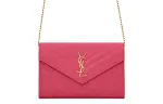 SAINT LAURENT Cow Leather Chain Wallet, Crossbody Bag, Shoulder Bag Women's Fuchsia