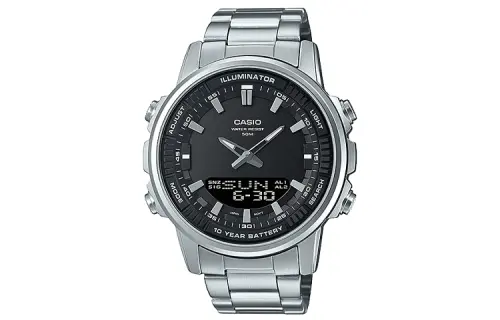 CASIO Casio, classic sophisticated fashionable quartz watch strap stainless steel, men's watch, black dial, simple and elegant design, quartz mechanism, Japanese and Korean