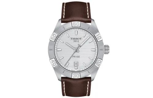 TISSOT PR100 Collection Quartz Movement Men's Watches Watch 42mm White Dial Stainless Steel Case Leather Strap