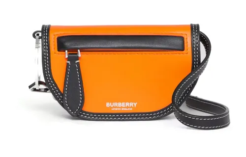 Burberry Cow Leather Ellenpia Crescent Bag, Handbag, Shoulder Bag, Crossbody Bag, Card Holder Unisex Dark Orange