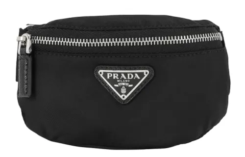 PRADA Zip Closure Nylon Fabric Fanny Pack Men's Black
