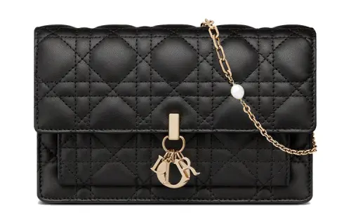 DIOR My Dior Sheepskin Clutch Shoulder Bag, Crossbody Bag Women's Black