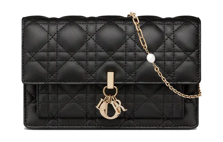 DIOR My Dior Sheepskin Clutch Shoulder Bag, Crossbody Bag Women's Black