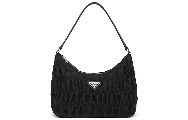 PRADA Re Edition Nylon Fabric With Saffiano Leather Handbag Mini Women's Black