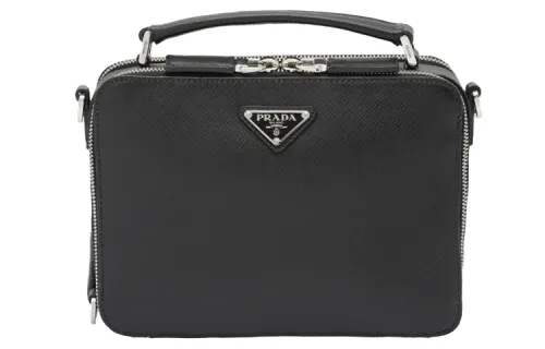 PRADA Brique Cow Leather Crossbody Handbag Men's Black