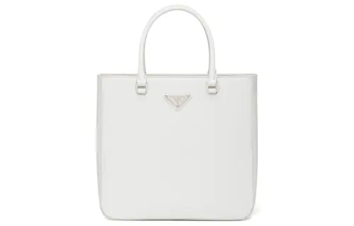 PRADA Shiny Leather Tote Bag, Shopping Bag, Handbag Women's White