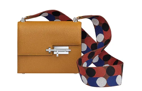 HERMES Verrou Silver Tone Buckle Mysore Goatskin With Canvas Verrou Bag, Shoulder Bag, Crossbody Bag Women's