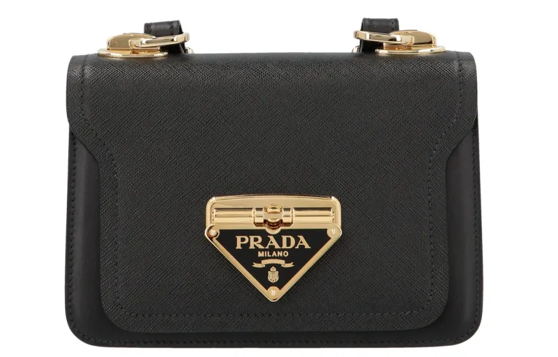 PRADA Calfskin Shoulder Bag Women's Black