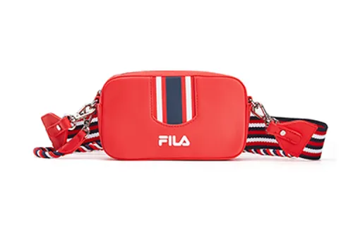 FILA Polyurethane Shoulder Bag, Crossbody Bag Regular Women's Neon Red