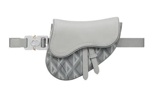 DIOR Canvas With Smooth Cow Leather Saddle Bag, Fanny Pack, Portable Crossbody Bag, Shoulder Bag Mini Men's Gray