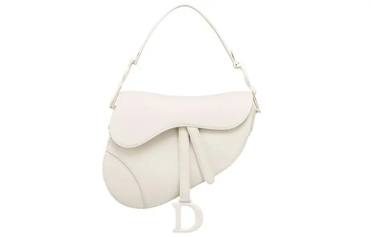 DIOR Saddle Cow Leather Shoulder Bag Women's White