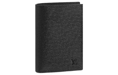 LOUIS VUITTON Leather Travel Passport Holder Unisex Black