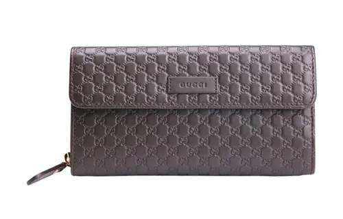 GUCCI Cow Leather Wallet Women's Dark Brown