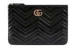GUCCI GG Marmont Cow Leather Clutch Women's Black