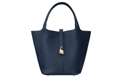 HERMES Picotin Lock Clemence Bullock Leather With Crocodile Leather Basket Bag, Bucket Bag, Handbag 22 Women's