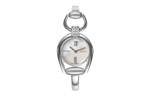GUCCI Horsebit Wrist Watches Quartz Movement Stainless Steel Strap White Dial Women's Watch