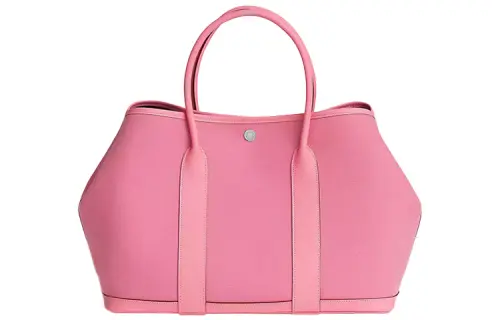HERMES Garden Party Canvas And Epsom Calfskin Handbag 36 Women's Cherry Blossom Pink