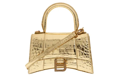 Balenciaga Hourglass Cow Leather Hourglass Bag, Shoulder Bag, Handbag Women's Gold