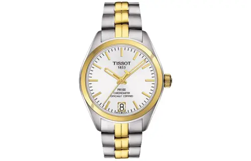 TISSOT PR100 Collection Automatic Mechanical Movement Women's Watch 33mm Silver Dial Stainless Steel Case