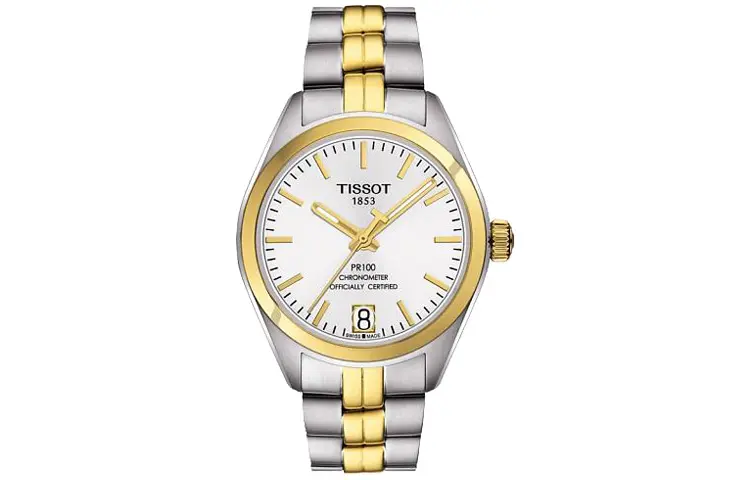 TISSOT PR100 Collection Automatic Mechanical Movement Women's Watch 33mm Silver Dial Stainless Steel Case
