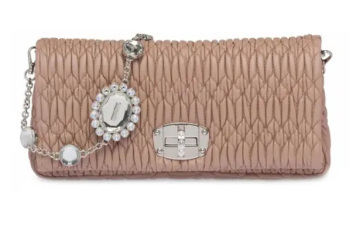 MIU MIU Leather Shoulder Bag Women's Pink