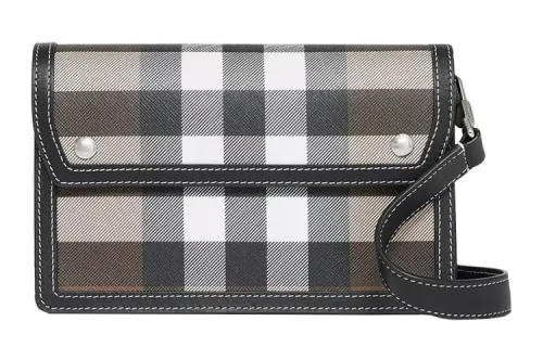 Burberry Canvas With Leather Shoulder Bag, Crossbody Bag Unisex Dark Brown