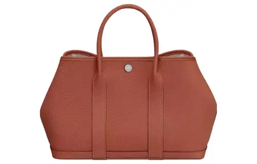 HERMES Garden Party Negonda Calfskin Handbag 30 Women's 6C Cuivre Pumpkin/Copper Red