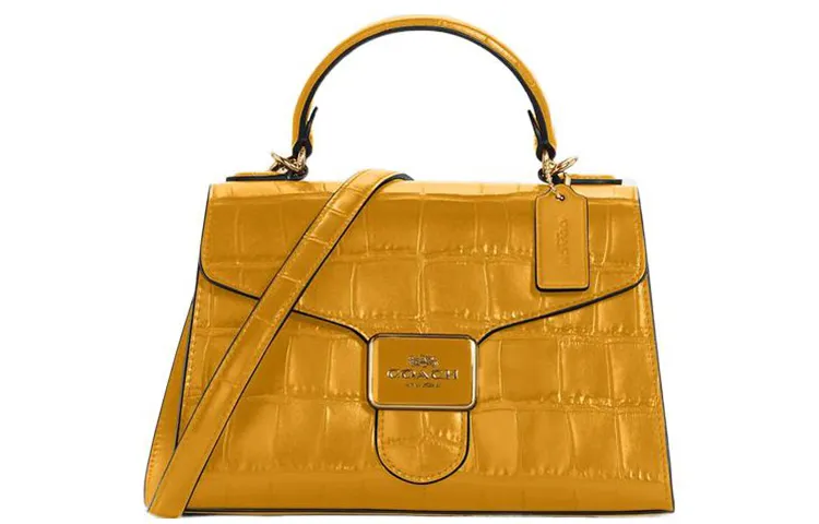COACH Pepper Leather Handbag, Handbag, Shoulder Bag, Crossbody Bag Women's Yellow