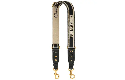 DIOR Embroidery With Cow Leather Bag Straps Women's Black
