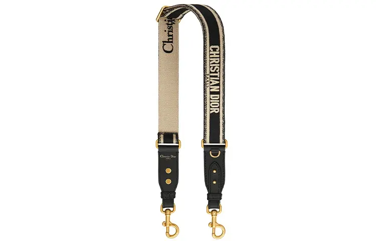 DIOR Embroidery With Cow Leather Bag Straps Women's Black