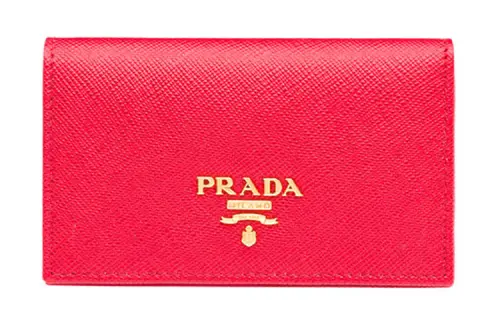 PRADA Saffiano Leather Card Holder Women's