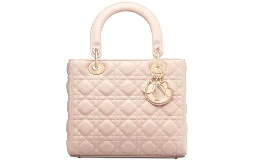 DIOR Lady Dior Wicker Pattern Cannage Lambskin Handbag Bag One Shoulder Handbag Medium Women's Cherry Blossom Pink