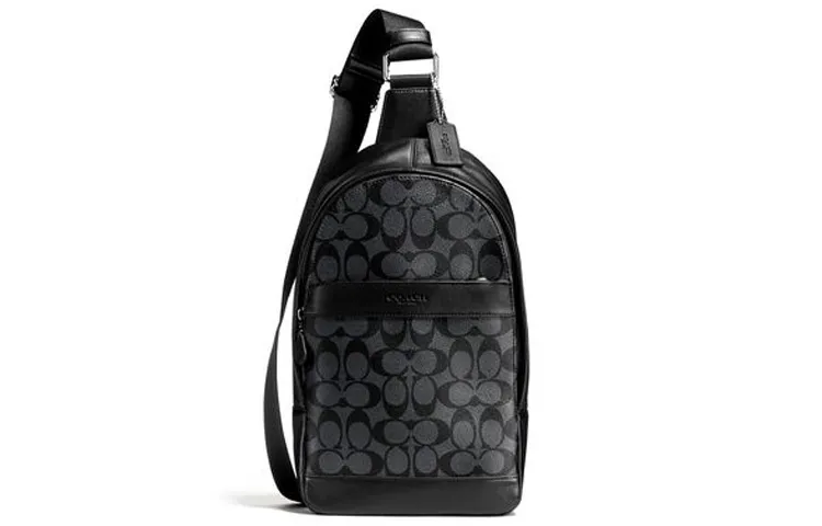 COACH Charles PVC Crossbody Bag Sling Bag Men's Black Gray