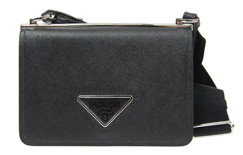 PRADA Saffiano Fashion Leather Shoulder Bag Women's Black