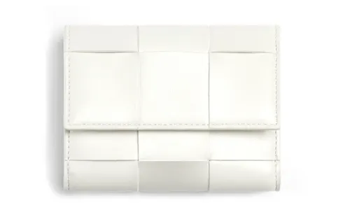 Bottega Veneta Leather Wallet Women's Pink White