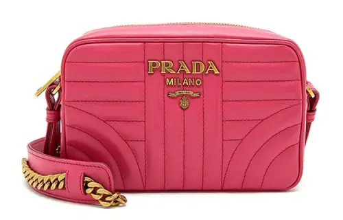 PRADA Diagramme Calfskin Crossbody Bags Women's Pink
