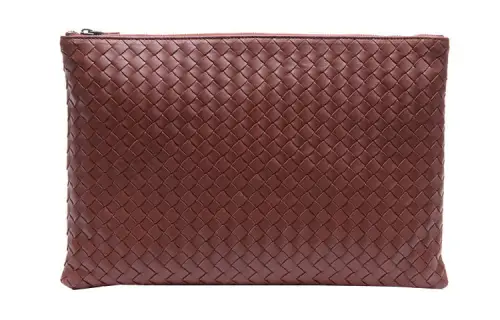 Bottega Veneta Sheepskin Clutch Men's Dark Red