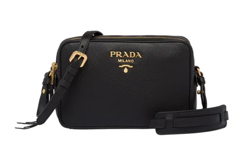 PRADA Calfskin Shoulder Bag Women's Black