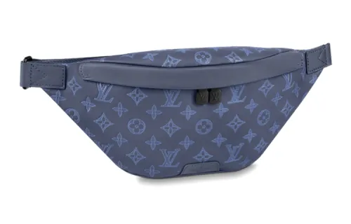 LOUIS VUITTON Discovery Cow Leather Waist Bag Chest Bag Men's Blue