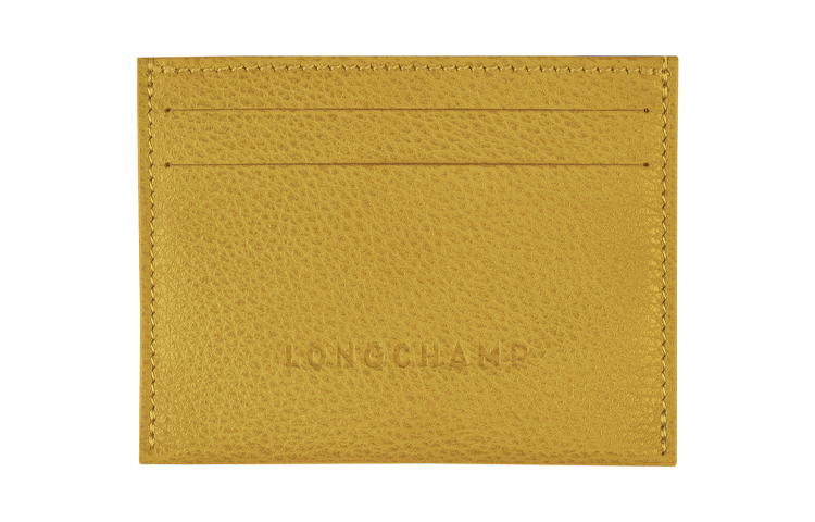 LONGCHAMP Le Foulonné Cow Leather Card Holder Women's Yellow