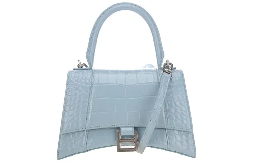 Balenciaga Hourglass Cow Leather Handbag Regular Women's Blue Gray