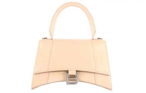 Balenciaga Hourglass Calfskin Shoulder Bag, Handbag Women's Light Beige