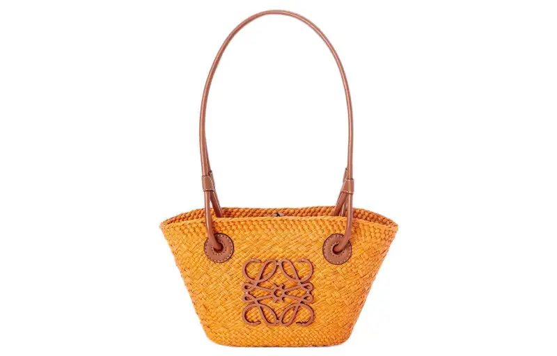 LOEWE Basket Woven Irac Palm Fiber/Cow Leather Basket Bag, Shoulder Bag, Tote Bag, Shopping Bag, Handbag Mini Women's