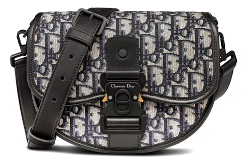 DIOR GallopOBLIQUE Jacquard Fabric With Grain Cow Leather Shoulder Bag, Crossbody Bag Men's Beige & Black