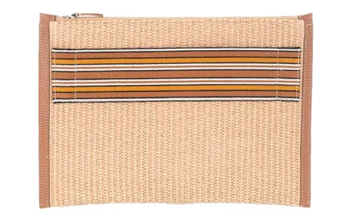 Loro Piana Canvas Clutch Women's Light Umber