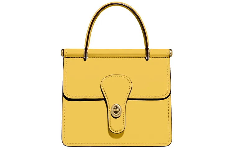 COACH Willis Leather One Shoulder Crossbody Handbags Small Women's Yellow